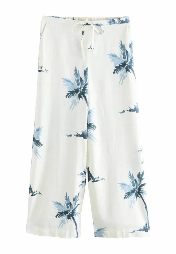 Брюки укороченного кроя Next, Ecru Navy Palm Print