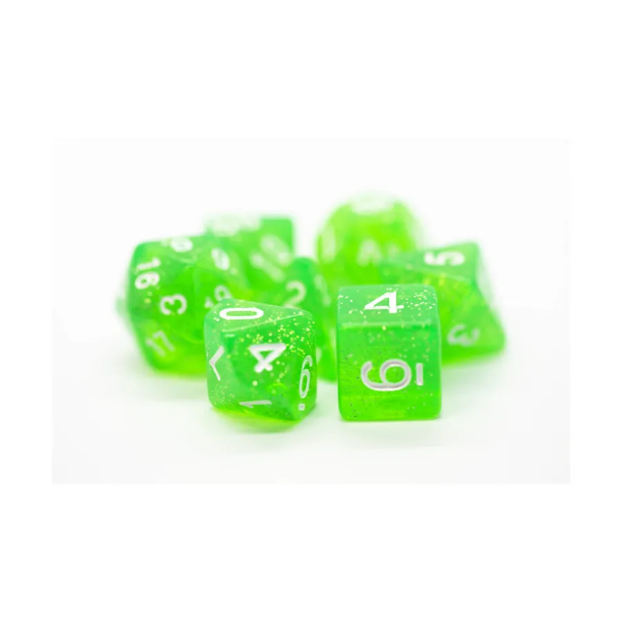 

Поли-набор Светло-зеленый с белым (7), Acrylic-Resin Dice - Sparkle