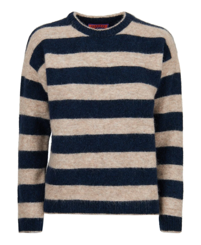 

Синий свитер с круглым вырезом из шерсти альпаки Gallo, мультиколор