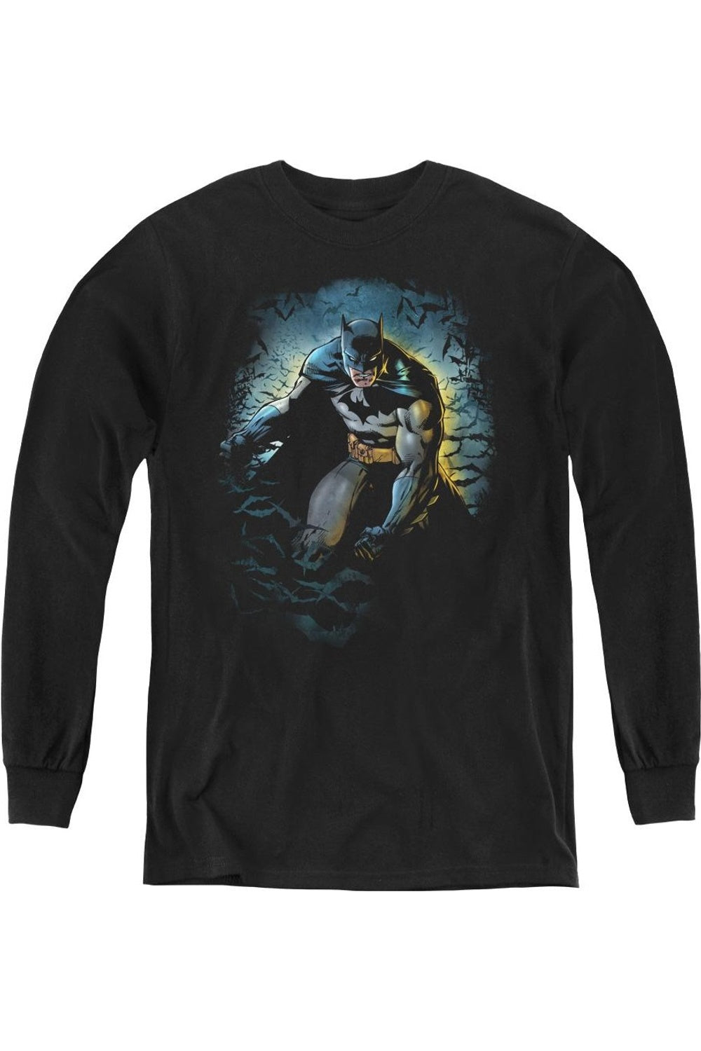 

Футболка с длинным рукавом "Пещера летучей мыши" Batman для детей Gildan, черный