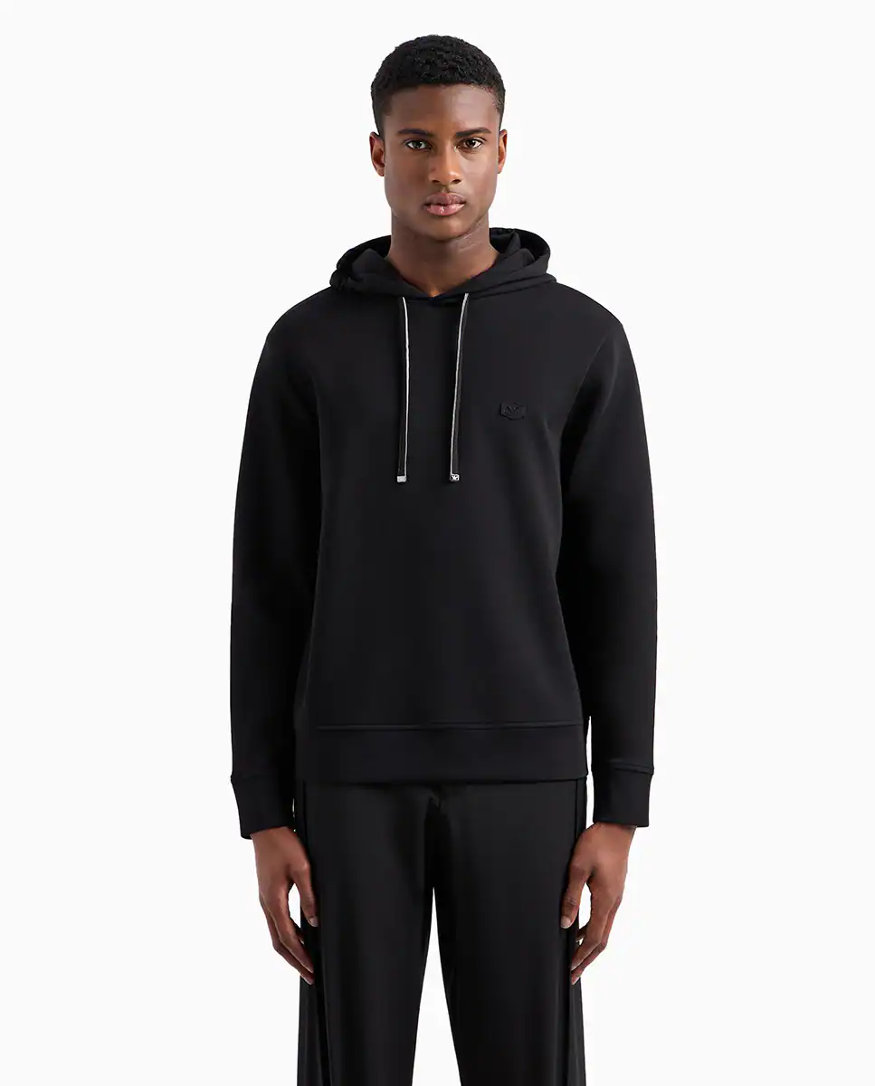 

Мужская толстовка с капюшоном и микро-логотипом Emporio Armani, черный