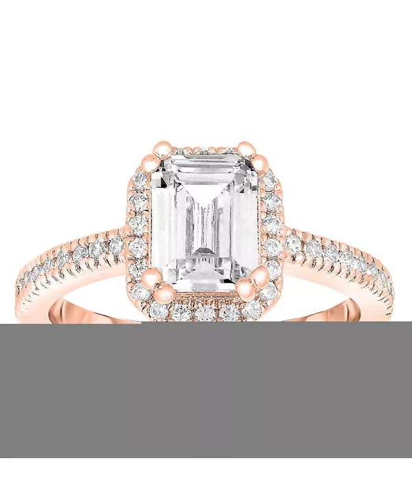 

Кольцо из стерлингового серебра с кубическим цирконием огранки «ашер» Genevive, rose