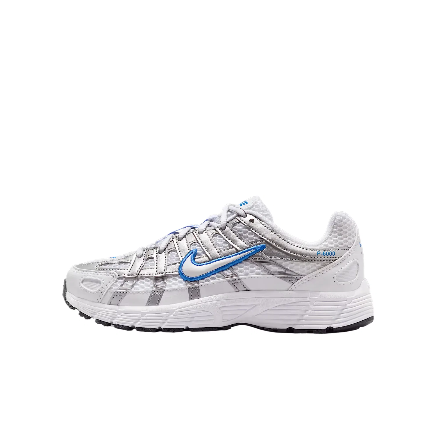 Детские кроссовки для бега P 6000 Textile, Synthetic Leather Breathable Support Low top Nike, White/Crystal Blue/Metallic Silver/White