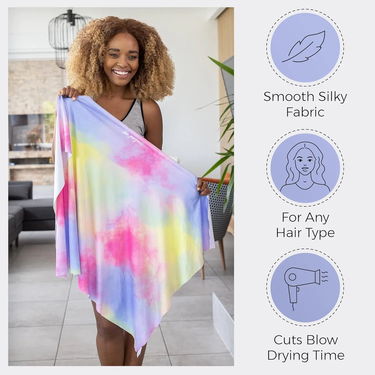 Набор полотенец из микрофибры THE Perfect HAIRCARE для сушки кудрявых волос The Perfect Haircare, Watercolour / Tie Dye — фото 4