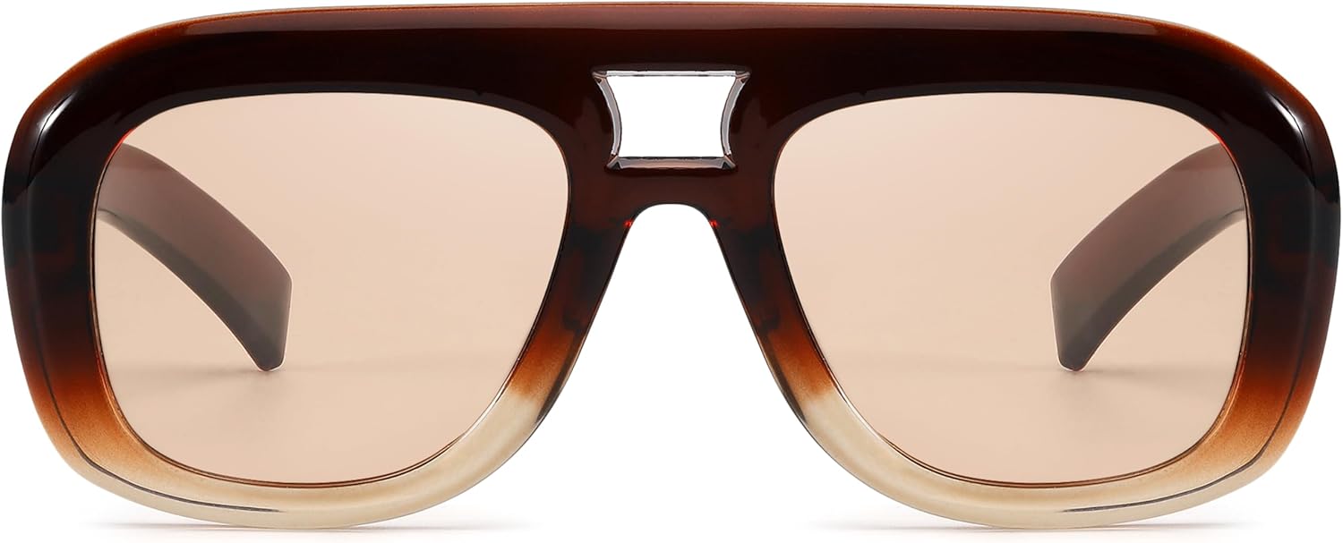 

Большие солнцезащитные очки-авиаторы для женщин и мужчин. Модные широкие солнцезащитные очки с защитой от УФ-излучения для повседневной жизни DreamCalf, A06- Brown/Champagne