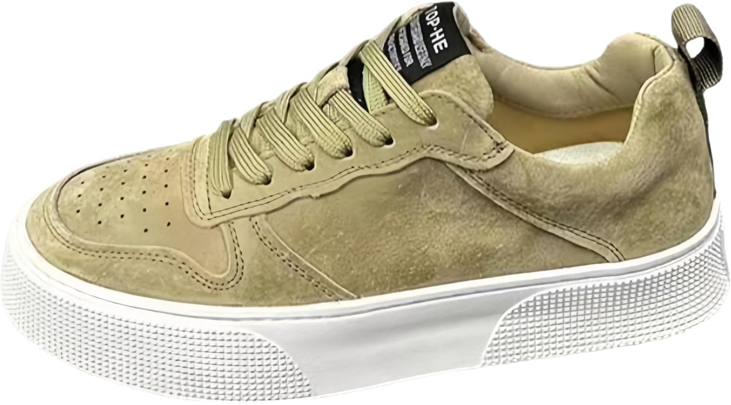 

Мужские кроссовки большого размера в ретро-стиле из искусственной кожи. Легкие, мягкие, удобные, дышащие, с противоскользящей подошвой, долговечные и легкие в надевании и снятии Clolinde, хаки