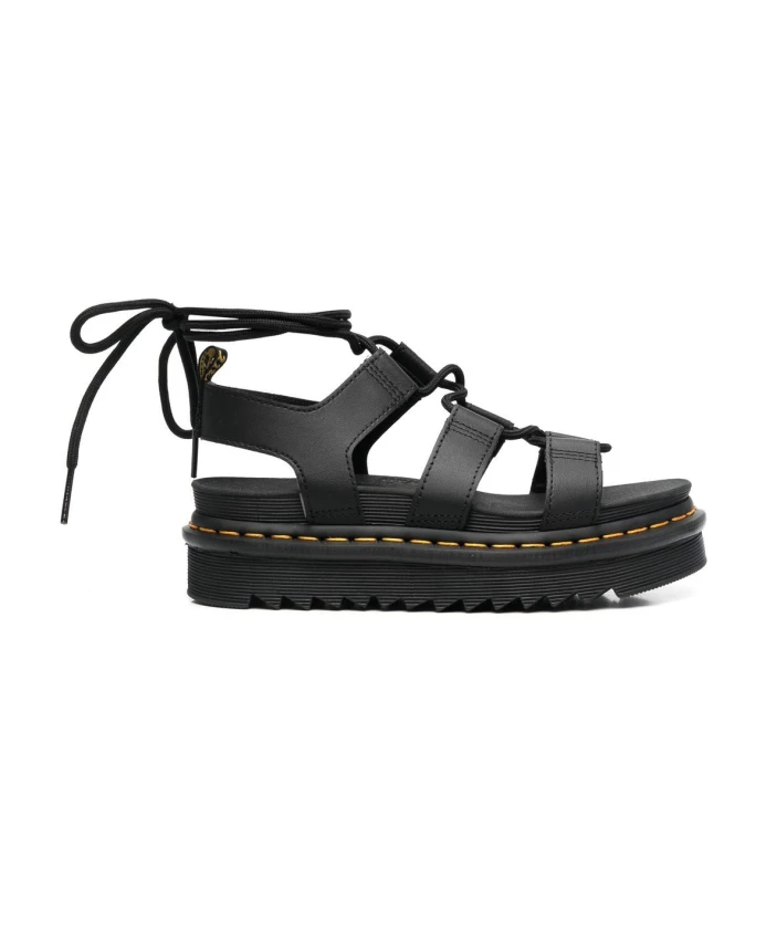 Открытые босоножки на плоской подошве Dr. Martens, черный