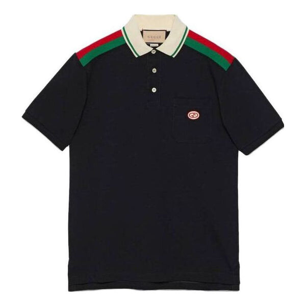 

Рубашка поло cotton polo with interlocking g 'black' Gucci, черный