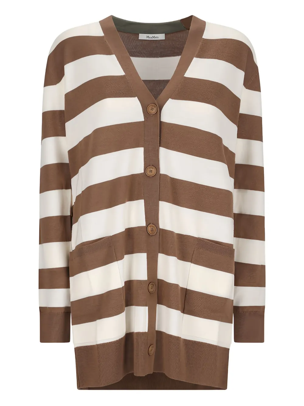 

Шерстяной кардиган в полоску MAX MARA, коричневый