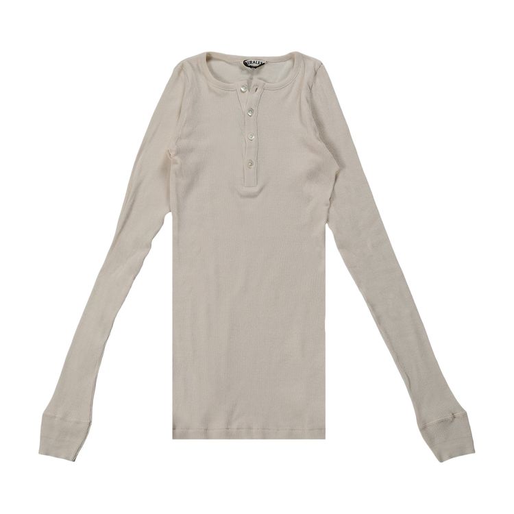 

Футболка Auralee Organic Soft Rib Henly Neck Pullover T-Shirt 'Ivory', белый