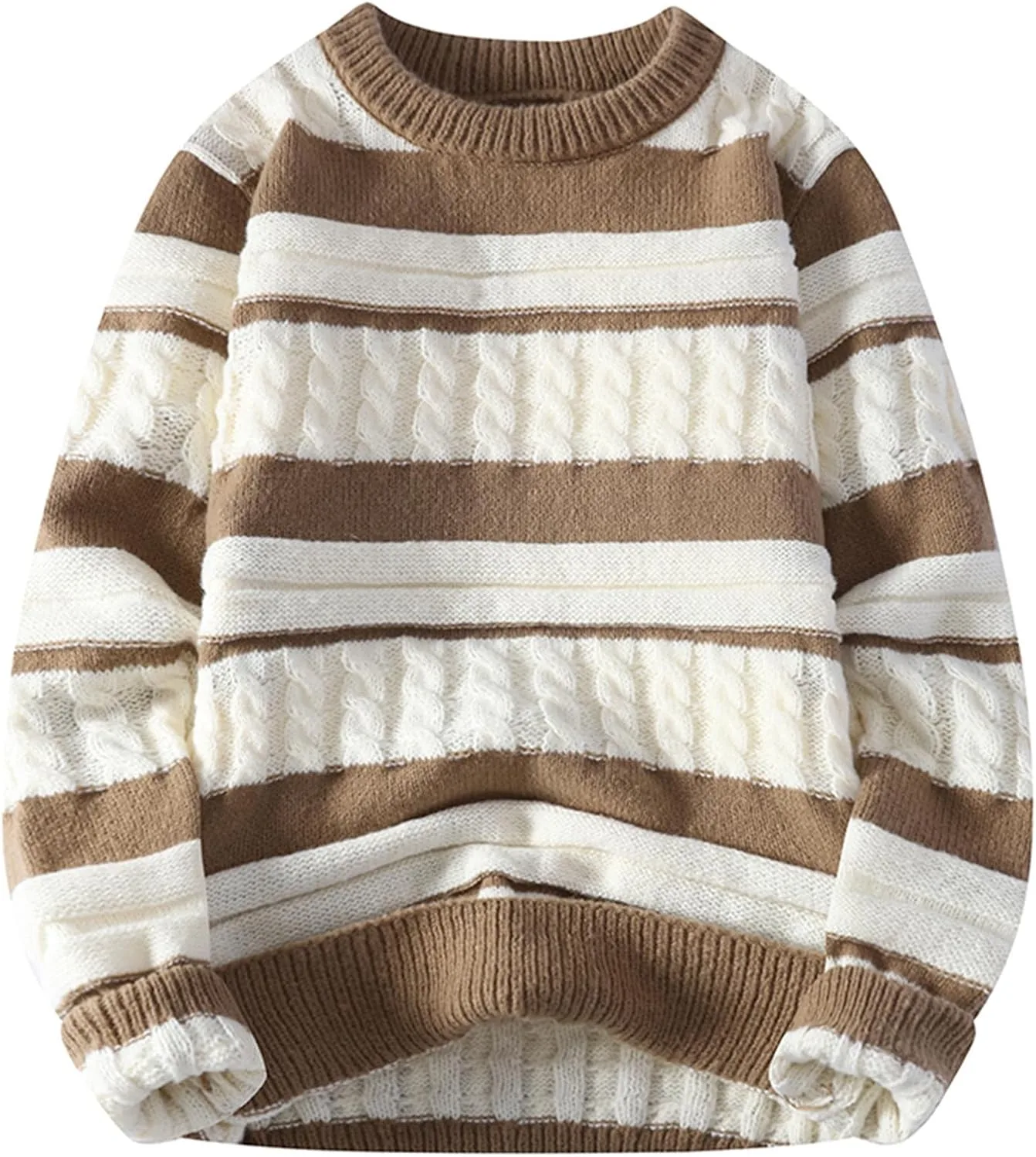 

Мужской свитер Cambkatl с цветными блоками — кабельная вязка, свободный крой, длинный рукав