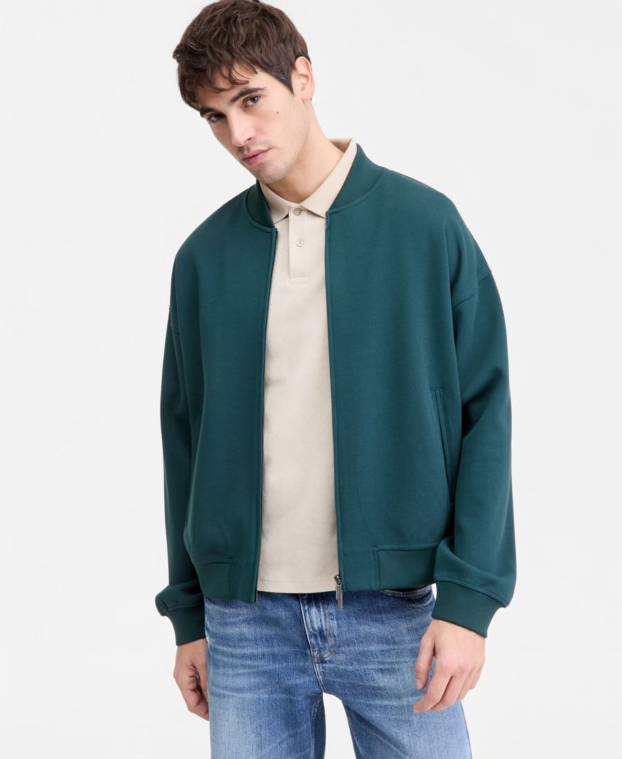 

Мужская толстовка-бомбер с нашивкой и логотипом GUESS, Dark Jade