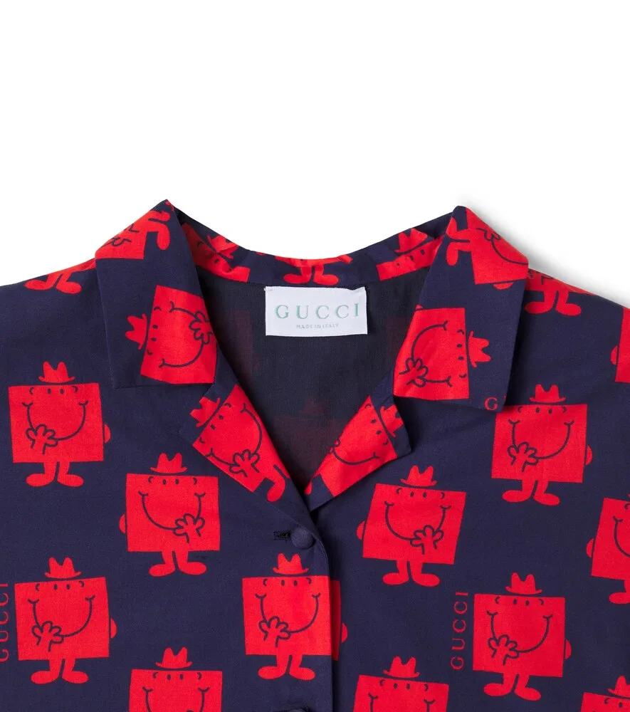 Хлопковое платье "Мистер Мен" "Маленькая мисс" Gucci Kids, синий — фото 4