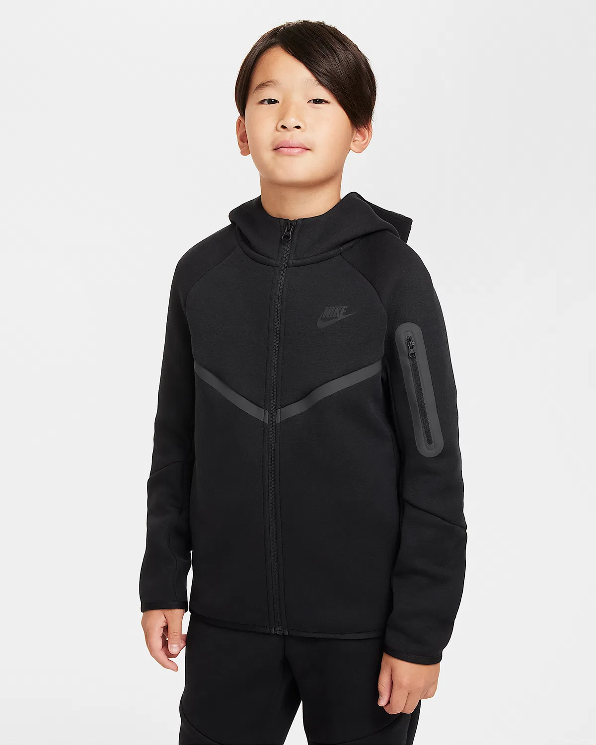 Детская худи Nike Sportswear Tech Fleece на молнии, Black/Black/Black/Black