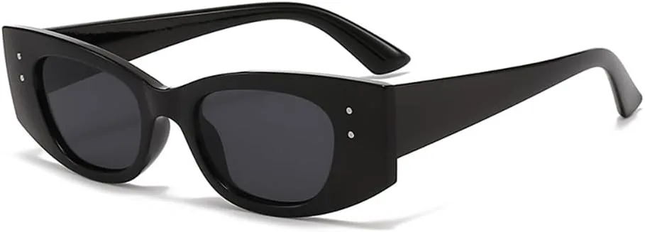 

Узкие прямоугольные солнцезащитные очки в стиле Y2K, модные темные линзы, ретро-очки для женщин, дизайнерские солнцезащитные очки Azoxus, Black Frame Dark Gray Lens