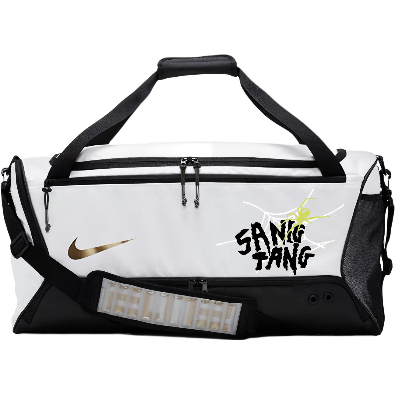 

Nike Тканевая дорожная сумка унисекс переливающаяся черно-белая, Letter Spider