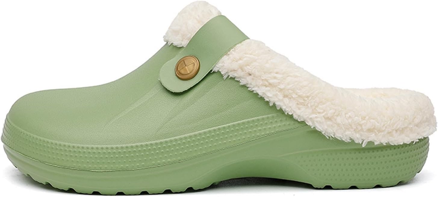 

Тапочки с меховой подкладкой для женщин и мужчин, легкие, водонепроницаемые зимние мягкие тапки, удобные носки, садовая обувь, мягкие нескользящие домашние тапочки, теплые для улицы и дома зимой Toumov, зеленый