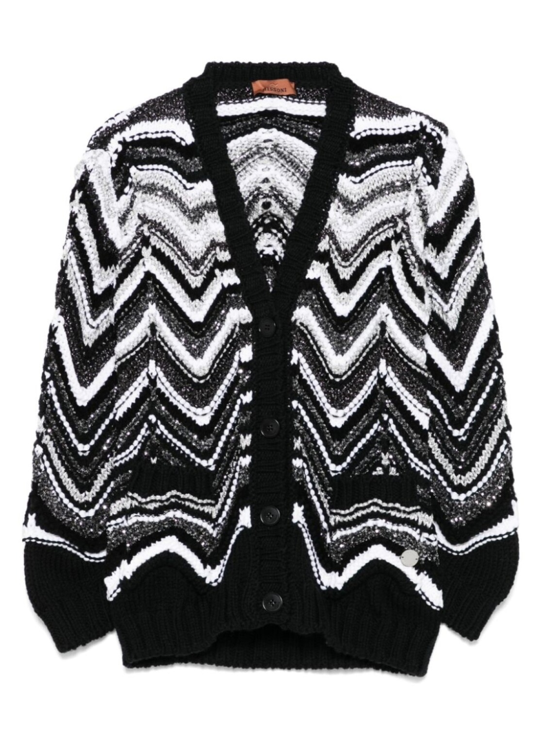 

Кардиган Missoni Kids с шевронной вязкой, черный