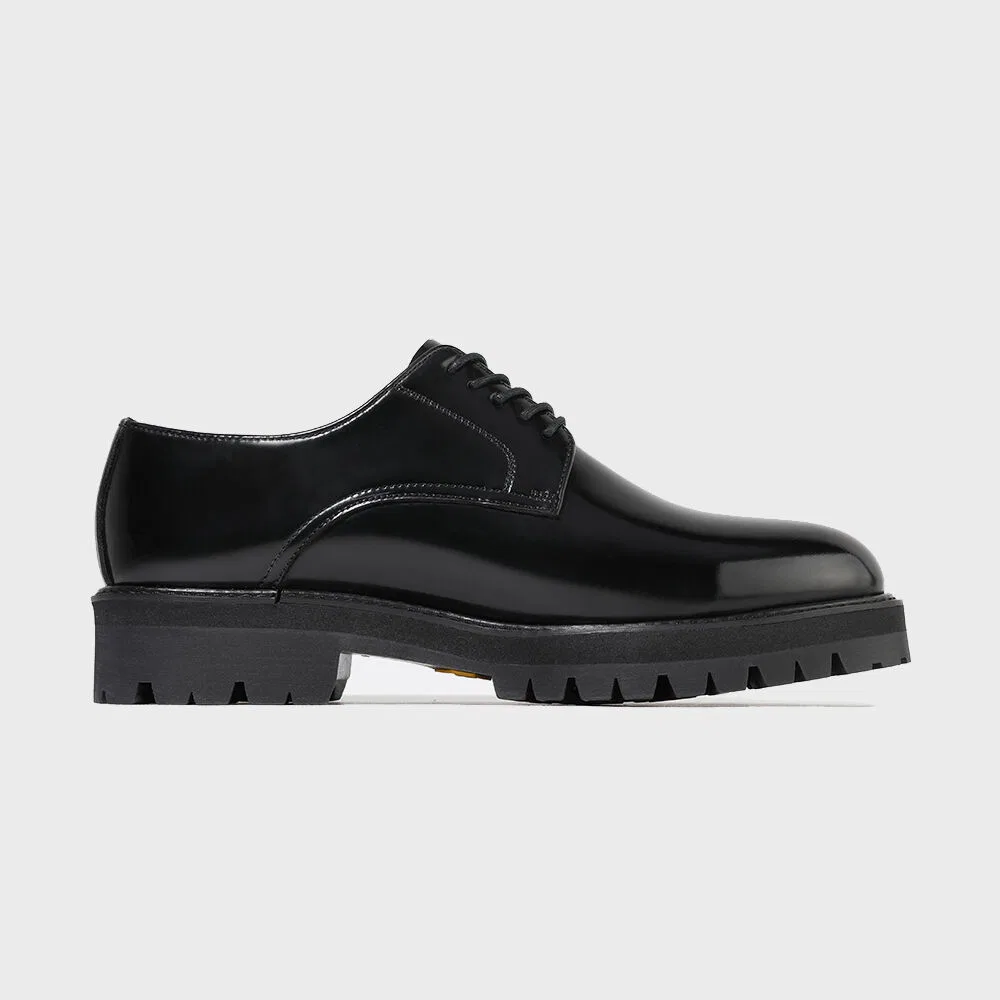 Мужские дерби Firenze.A Italian Vibram Commando Sole Glossy 8007, чёрные Box — фото 3