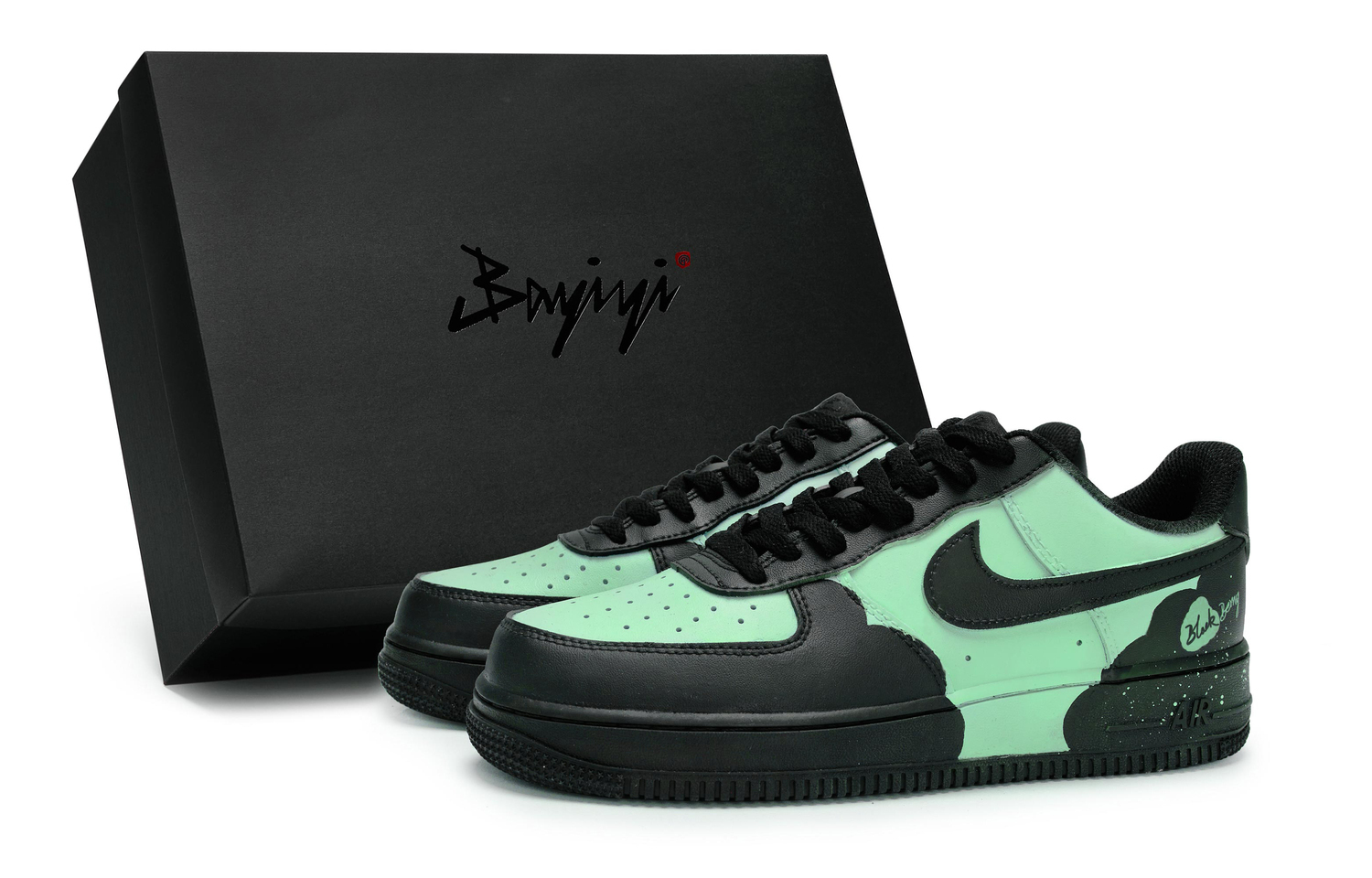 

Nike Кроссовки Air Force 1 Low-Top Skateboard Unisex черно-зелено-фиолетовые, цвет Black Green Purple