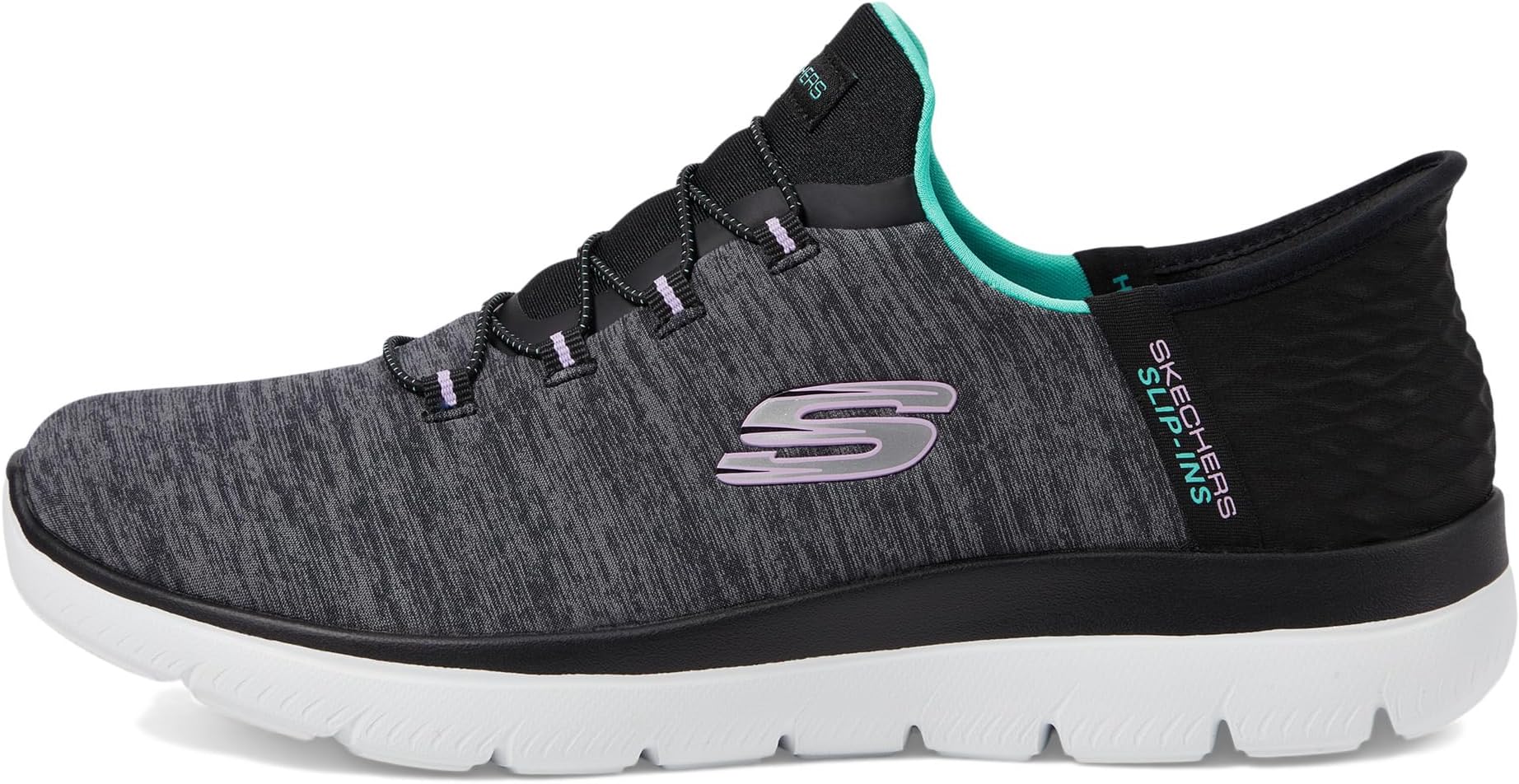 Кроссовки SKECHERS Summits - Hands Free Slip-Ins, цвет Black/Turquoise — фото 4