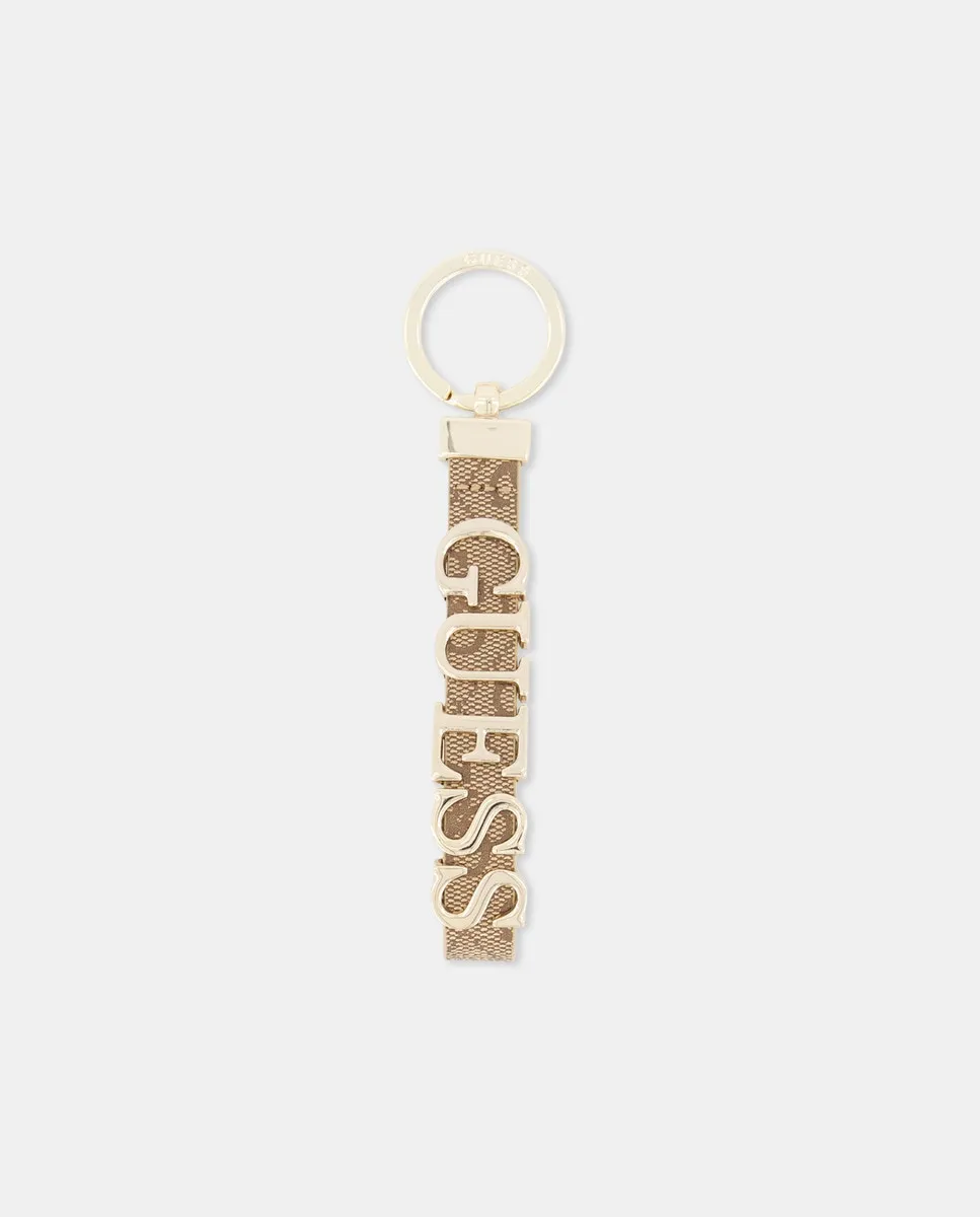 

Золотой металлический брелок Guess, бежевый
