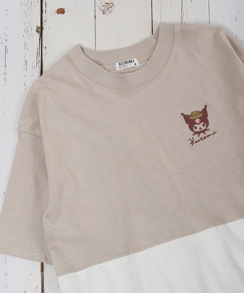 

Футболка с коротким рукавом, приспущенными плечами Sanrio Kuromi, бежевая