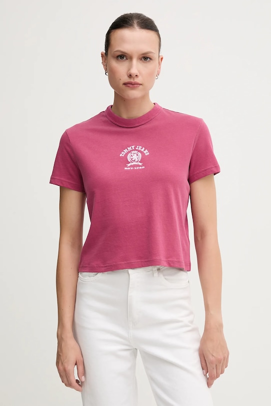 

Хлопковая футболка Tommy Jeans, розовый