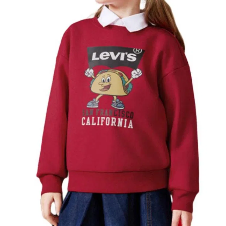 Детский свитшот с круглым вырезом Levis, Dark Indigo Winter Fleece-Lined — фото 4