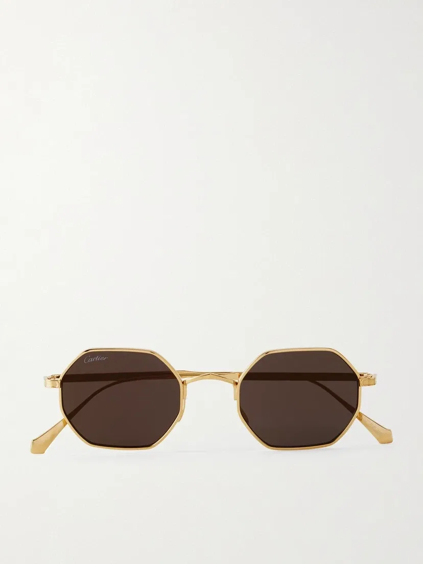 Солнцезащитные очки восьмиугольной формы с оправой золотого оттенка Cartier Eyewear, золотой