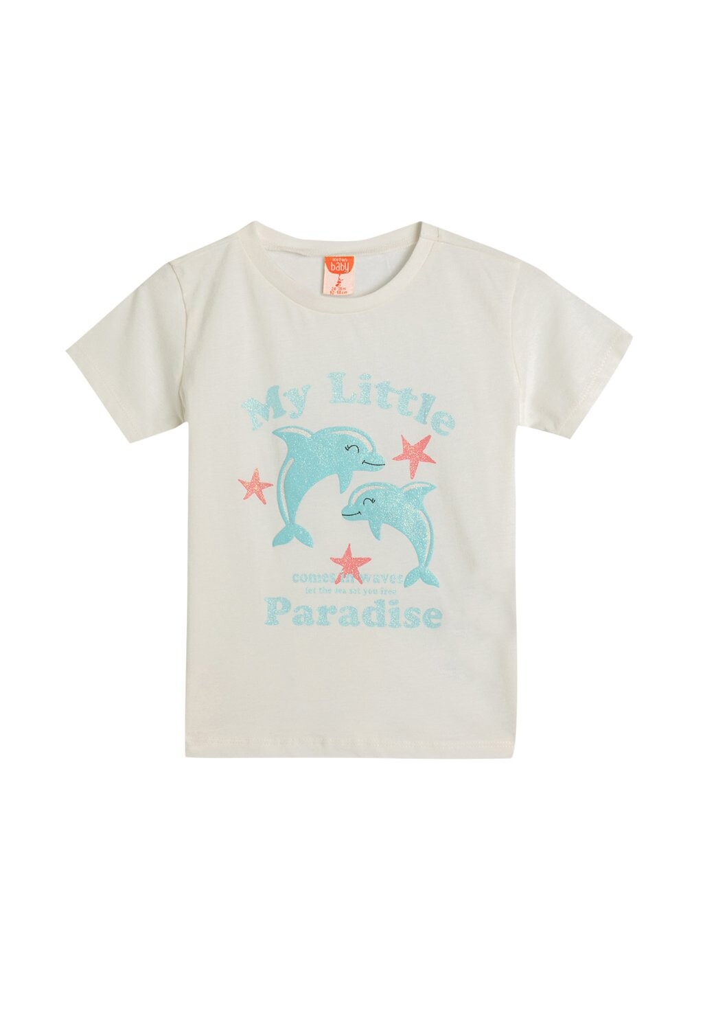 

Футболка с принтом SHORT SLEEVE DOLPHIN CREW NECK Koton, бежевый
