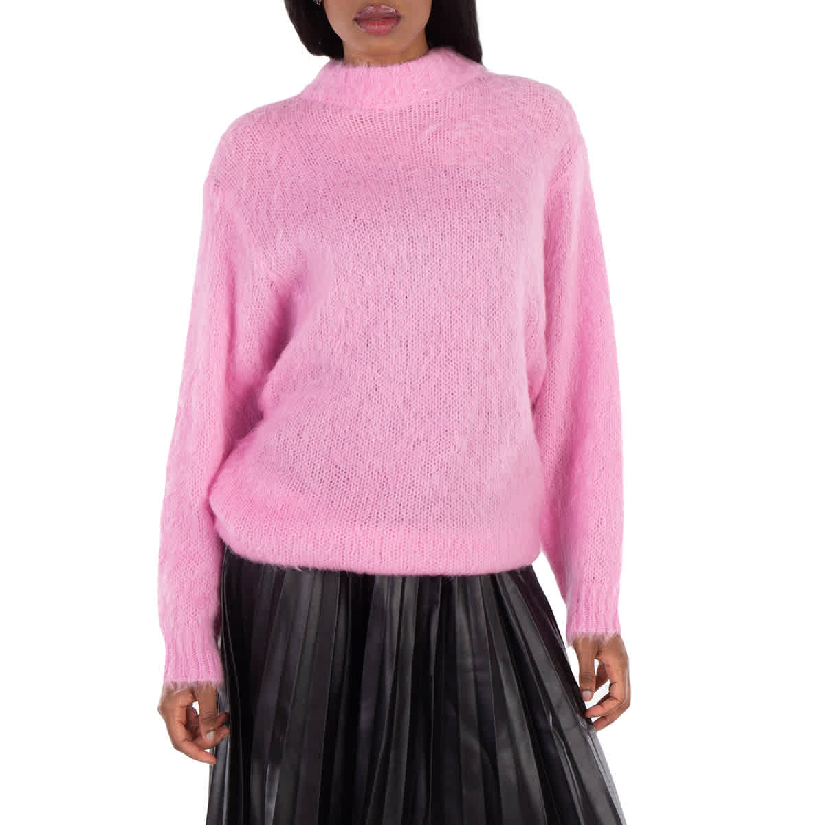 

MM6 Свитер с круглым вырезом и свободной вязкой, размер XS, розовый