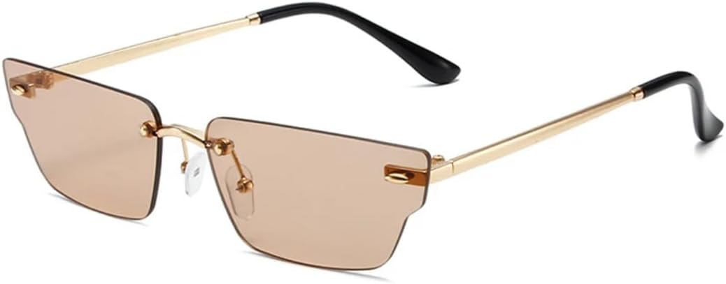 

Ретро-солнцезащитные очки неправильной формы, маленькие прямоугольные, женские, без оправы, с прозрачными линзами с градиентом цвета "океан", защита от УФ-излучения UV400. Мужские UUPTTPL, Golden Light Tea