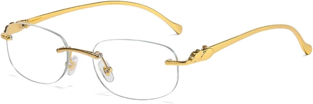 

Солнцезащитные очки овальной огранки для мужчин и женщин, без оправы, металлические, с леопардовым принтом, в стиле ретро, ​​защита от УФ-излучения UV400 TVTBBVV, Transparent C5