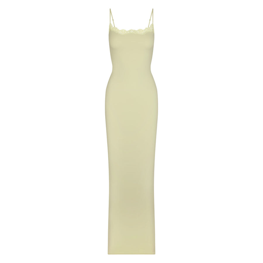 

Длинное платье-комбинация SKIMS Fits Everybody Lace, цвет Sage