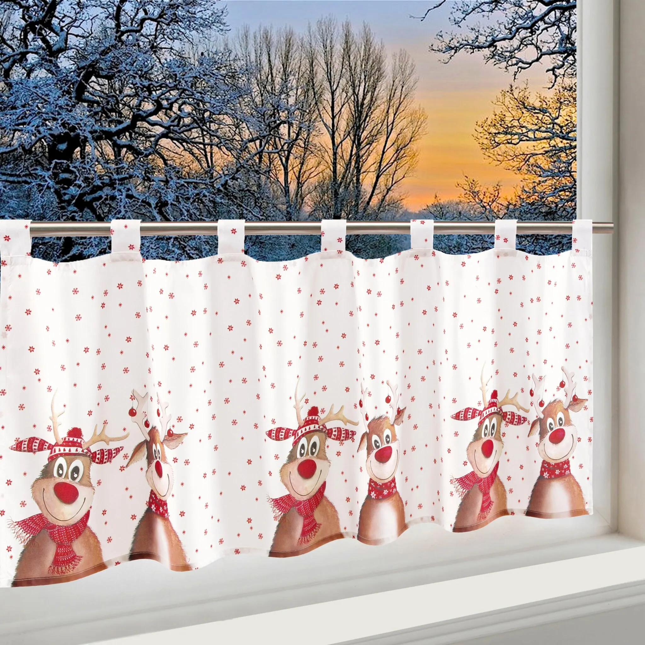 

Delindo Lifestyle штора «Команда ELCH», (1 шт.), с петлевым подвесом, для кухни, красный/белый