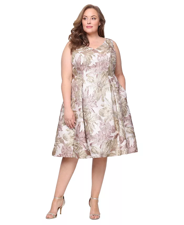 

Платье А-силуэта из металлизированного жаккарда больших размеров Alex Evenings