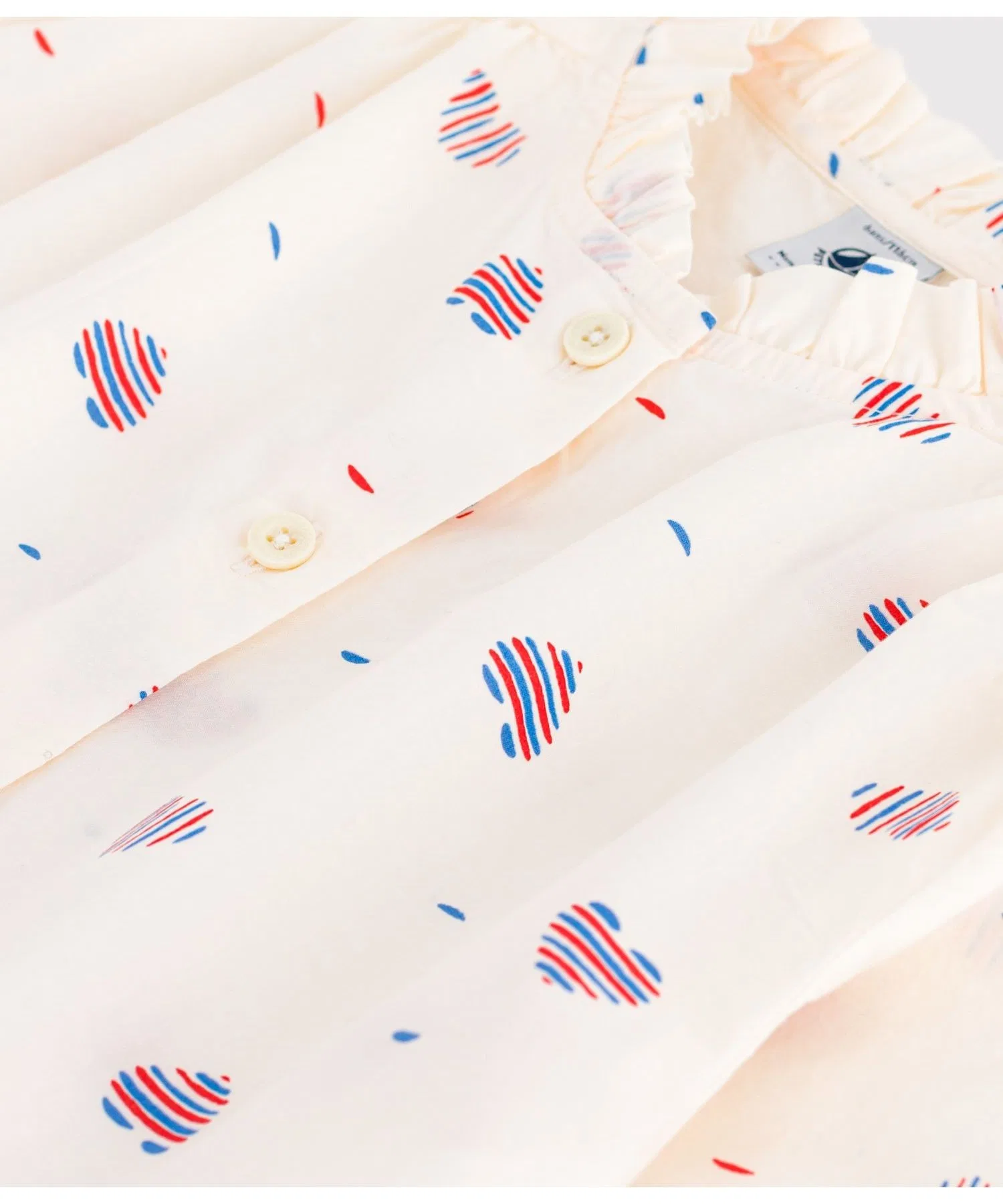 Детская блузка с длинными рукавами в сердечки PETIT BATEAU белая — фото 4