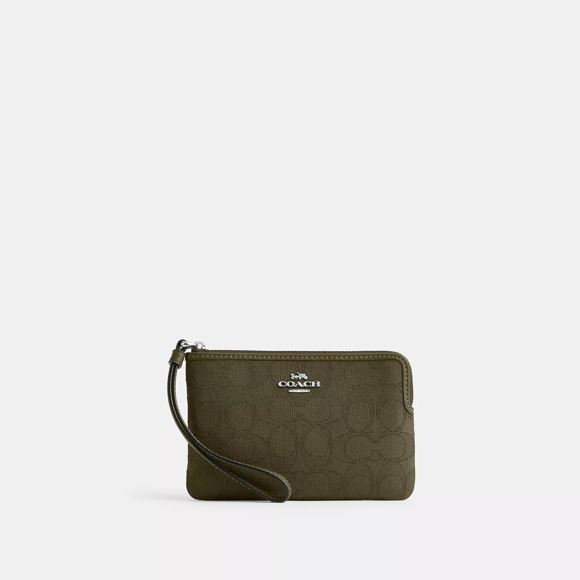 

Coach Outlet Унисекс-кошелек на молнии с узором жаккард, серебряный/оливковый
