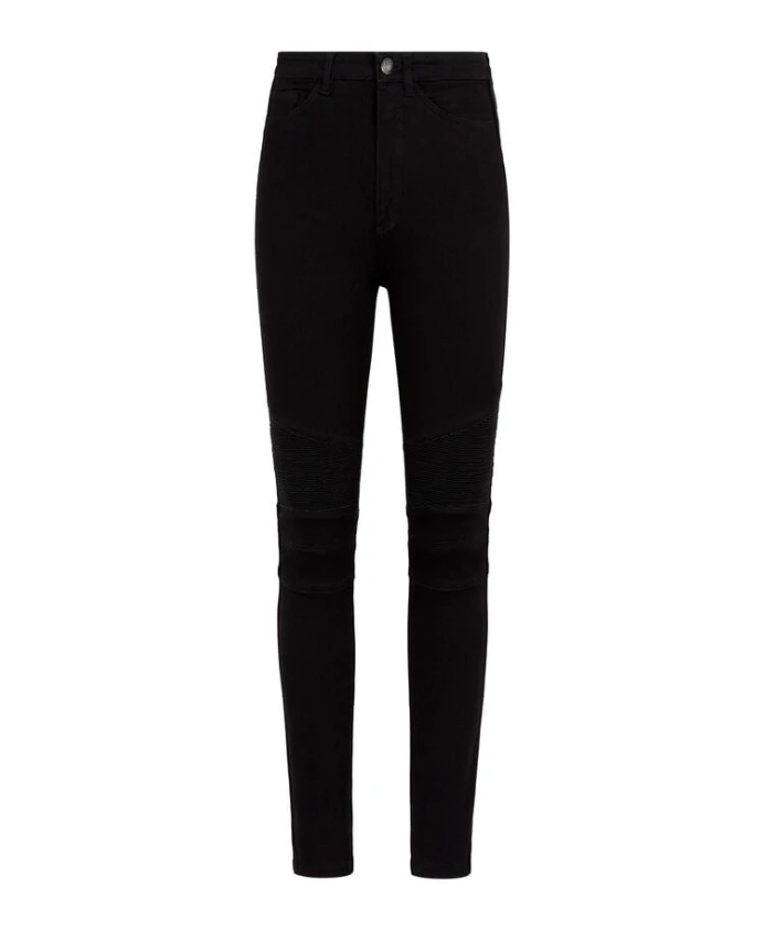

Узкие джинсы с монограммой и высокой талией Roberto Cavalli, черный