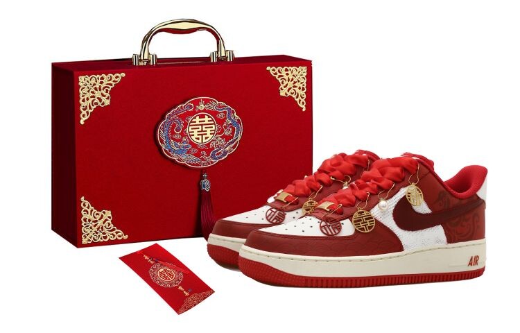 

Кроссовки Nike Air Force 1 Skateboard Shoes Unisex Low-Top White Red