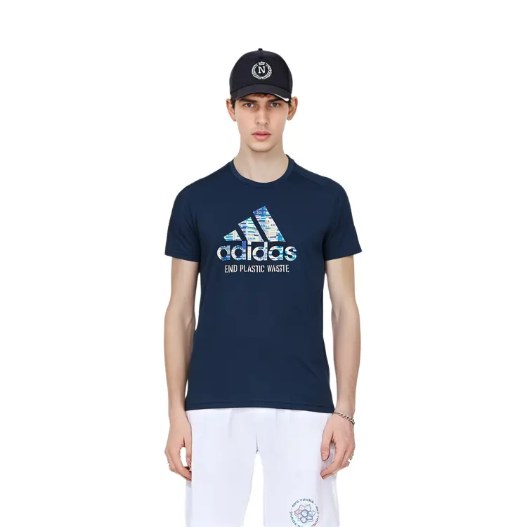 Футболка мужская темно-синяя Adidas, темно-синий — фото 4