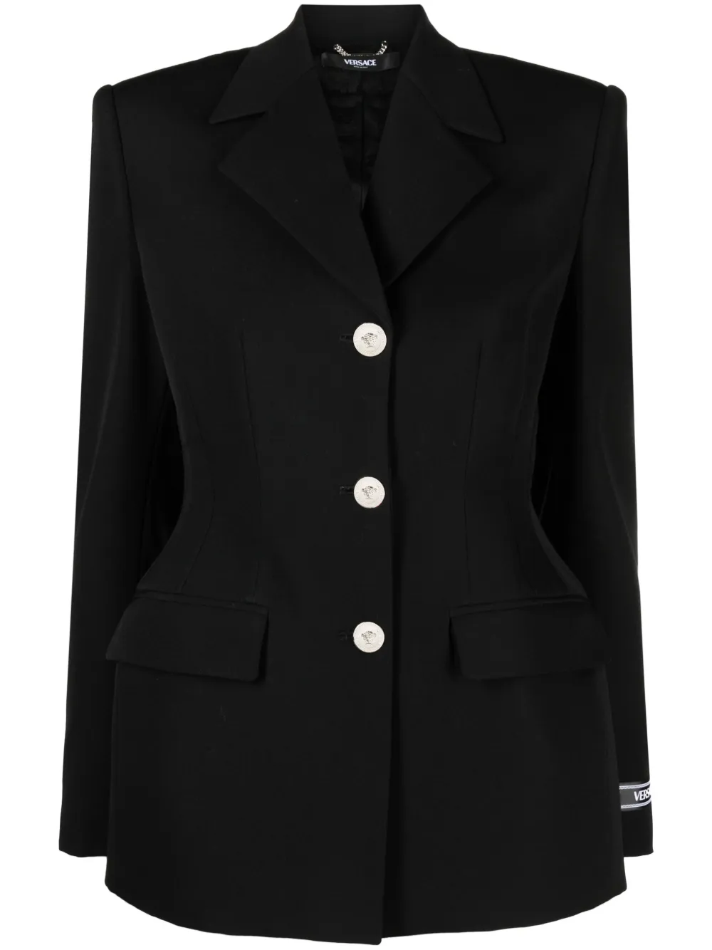 

Однобортный блейзер Hourglass VERSACE, черный