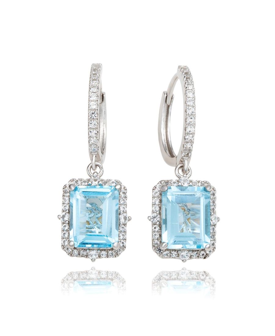 

Серьги-подвески Suzy Levian из стерлингового серебра с изумрудными камнями и ореолом из драгоценных камней Suzy Levian New York, Blue topaz / silver