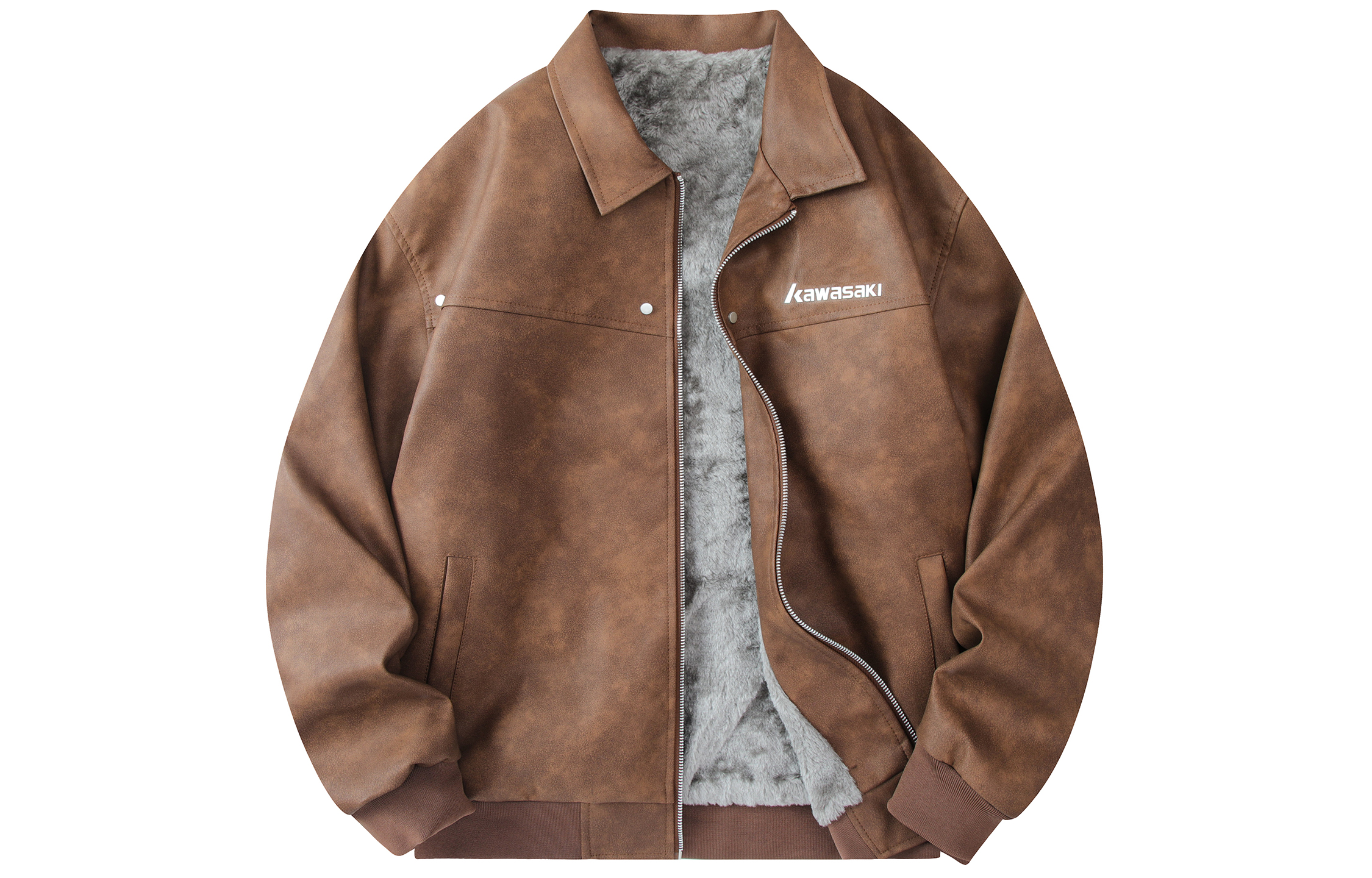 

Kawasaki Кожаная куртка унисекс, Rosewood Brown (Fleece-Lined)