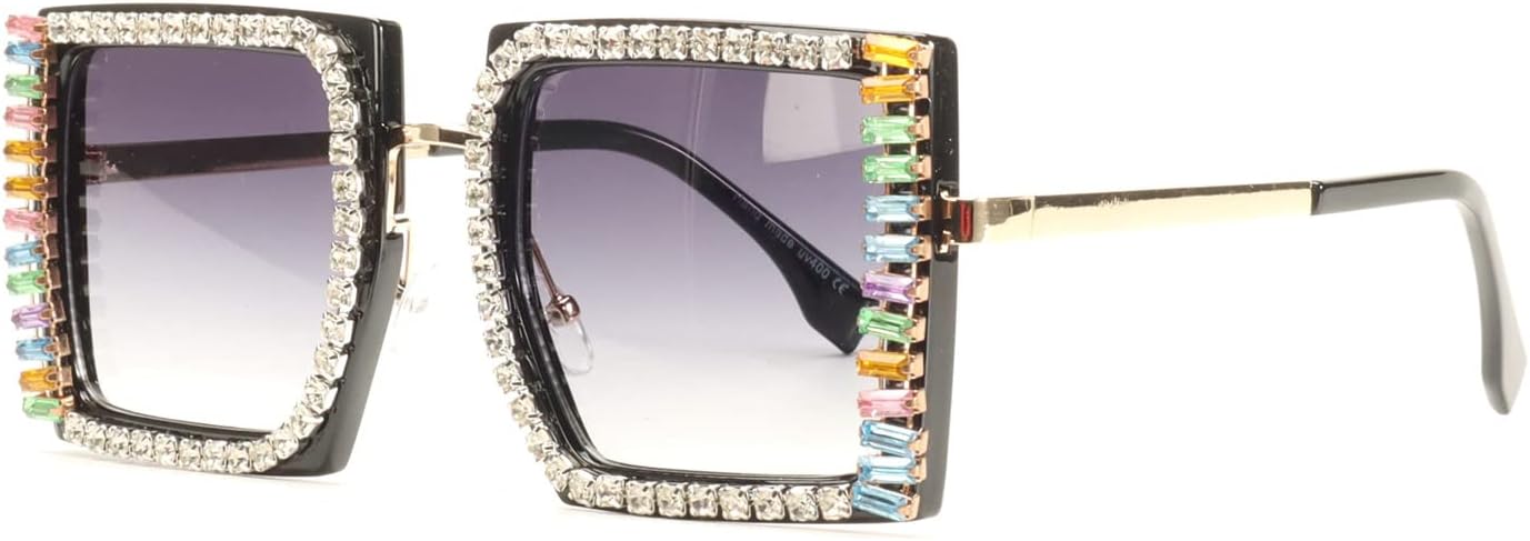 

Солнцезащитные очки Willochra Square со стразами для женщин и мужчин, с бриллиантами, увеличенного размера, квадратной формы, роскошные хрустальные оправы для очков, Black