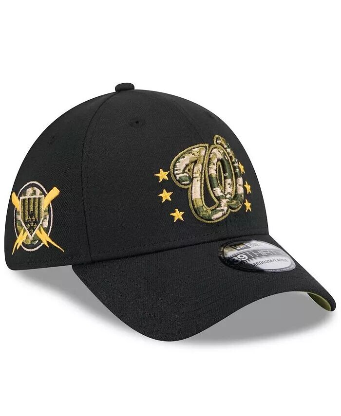 

Мужская черная кепка Washington Nationals 2024 ко Дню вооруженных сил 39THIRTY Flex New Era