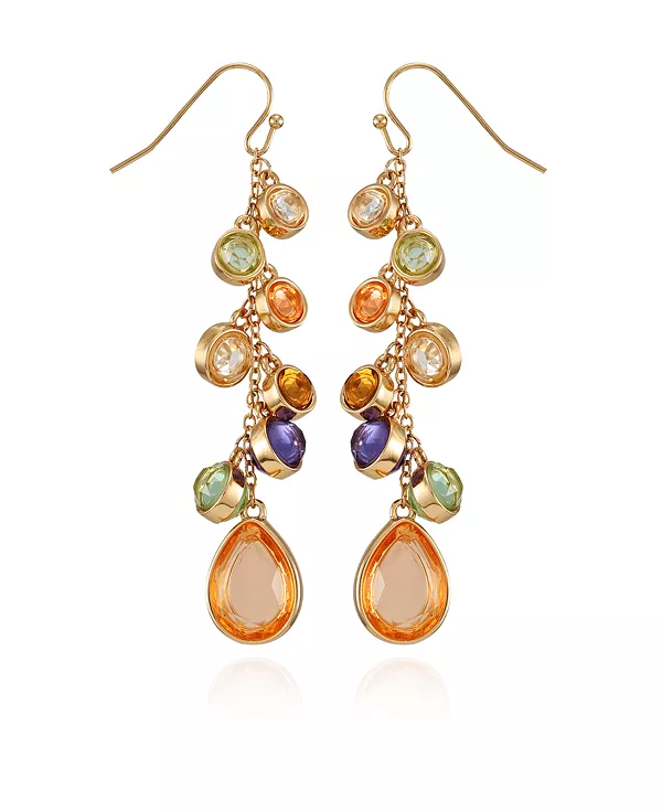 

Серьги-Подвески с золотистыми стеклянными камнями T Tahari, gold