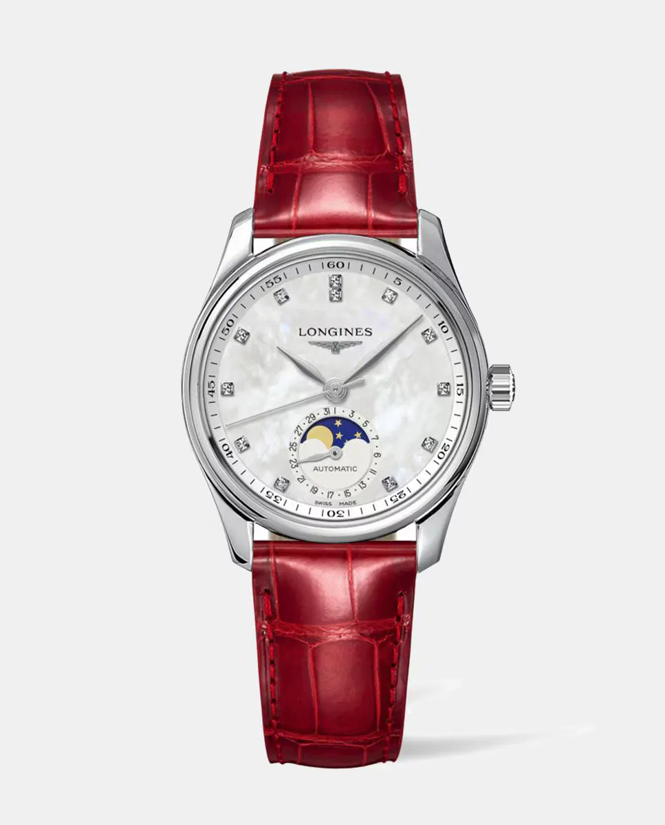 

The Longines Master Collection L24094872 автоматические женские часы из красной кожи, красный