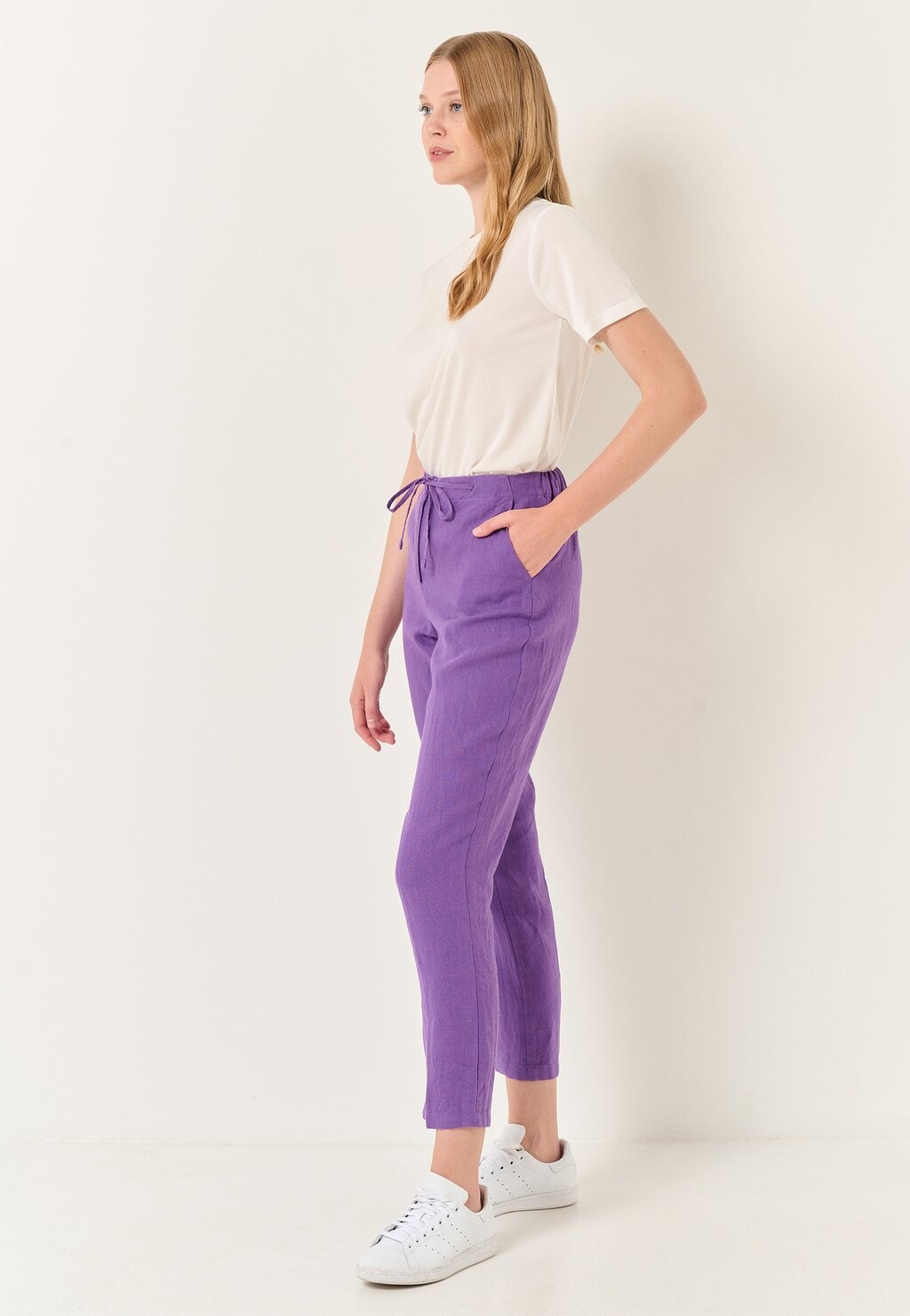 

Брюки NORMAL LEG NORMAL WAIST LINEN TROUSERS Jimmy Key, фиолетовый
